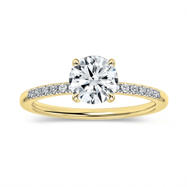 IGI Certified 10K Yellow Gold 4 Prong Classic Solitaire Engagement Ring, 0.92 Cttw Round Lab Grown Diamond