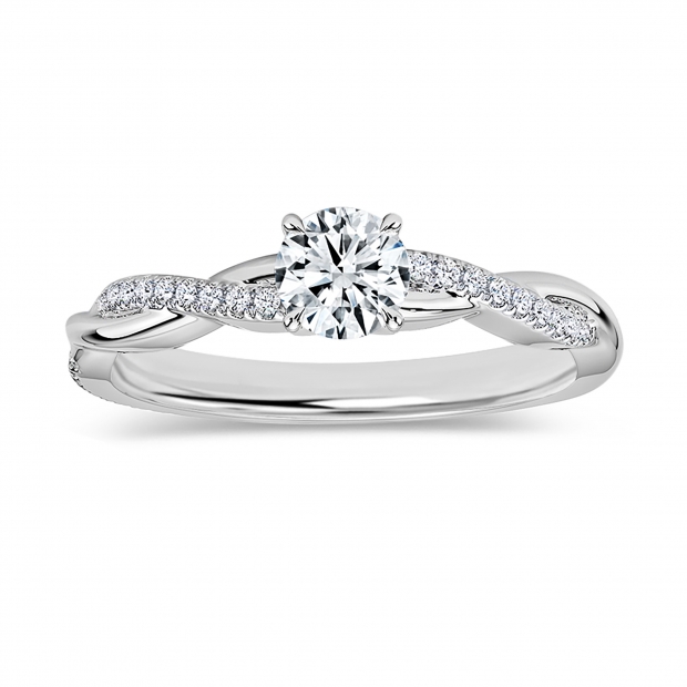 925 Sterling Silver Twisted Ribbon Ring, 0.37 ctw Lab Grown Round Diamond