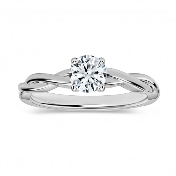 0.50 Ctw Round Lab Grown Diamond Solitaire Intertwined Ring, 925 Sterling Silver