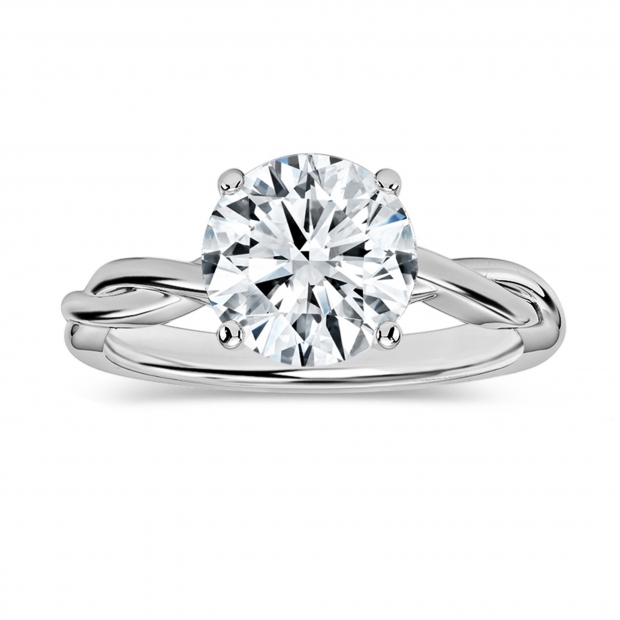 IGI Certified 2.00 Ctw Round Lab Grown Diamond Solitaire Intertwined Ring, 925 Sterling Silver
