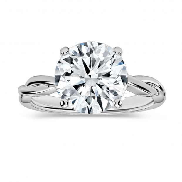IGI Certified 3.00 Ctw Round Lab Grown Diamond Solitaire Intertwined Ring, 925 Sterling Silver