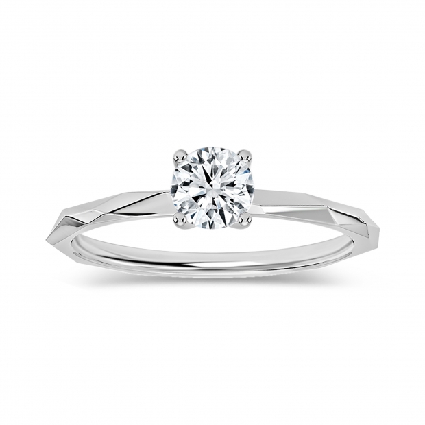 925 Sterling Silver Solitaire Textured Shank Ring, 0.25 ctw Round Lab Grown Diamond