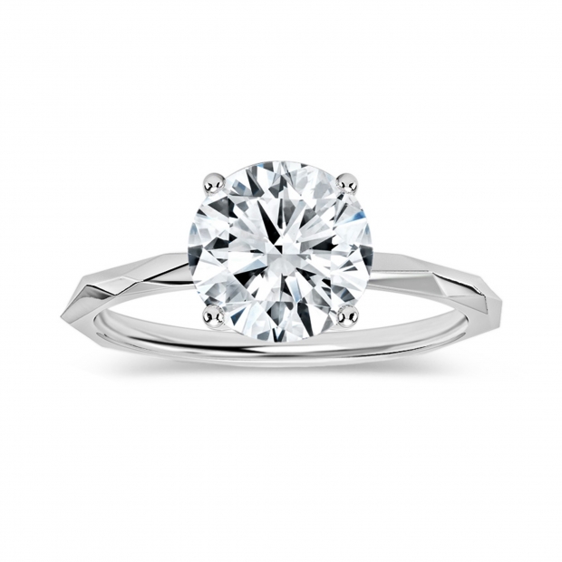 925 Sterling Silver Solitaire Textured Shank Ring, IGI Certified 1.50 ctw Round Lab Grown Diamond