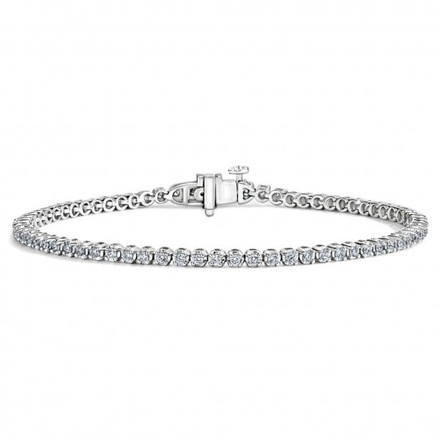 1.00 Ctw Round Lab Grown Diamond Classic Linear Tennis Bracelet, 10K White Gold