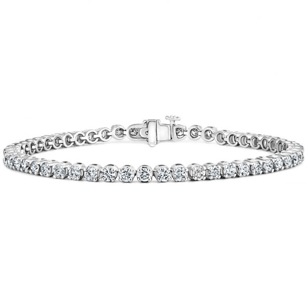 4.00 Ctw Round Lab Grown Diamond Classic Linear Tennis Bracelet, 10K White Gold