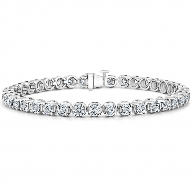 7.00 Ctw Round Lab Grown Diamond Classic Linear Tennis Bracelet, 10K White Gold