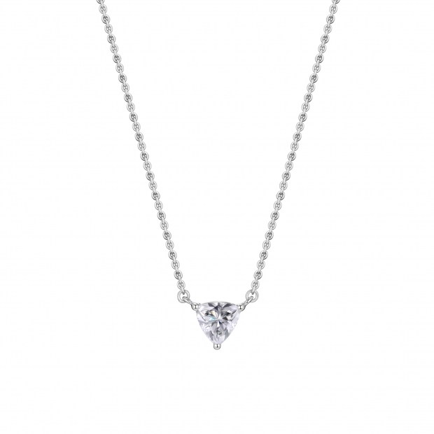 IGI Certified 0.75 Ctw Trillion Lab Grown Diamond 3 Prong Minimalist Solitaire Pendant with 18 inch Silver Chain, 10K White Gold