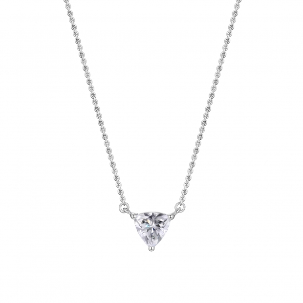 IGI Certified 1.00 Ctw Trillion Lab Grown Diamond 3 Prong Minimalist Solitaire Pendant with 18 inch Silver Chain, 10K White Gold