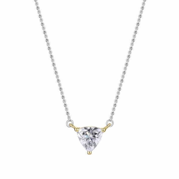 IGI Certified 2.00 Ctw Trillion Lab Grown Diamond 3 Prong Minimalist Solitaire Pendant with 18 inch Silver Chain, 10K Yellow Gold