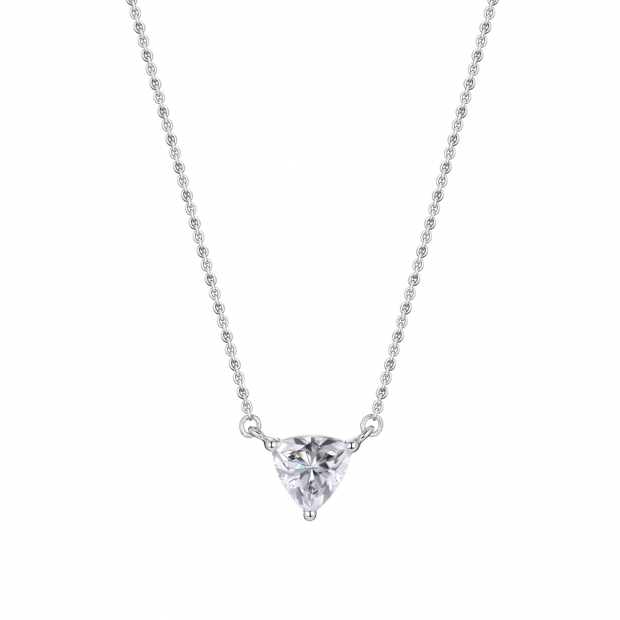 IGI Certified 1.50 Ctw Trillion Lab Grown Diamond 3 Prong Minimalist Solitaire Pendant with 18 inch Gold Chain, 10K White Gold