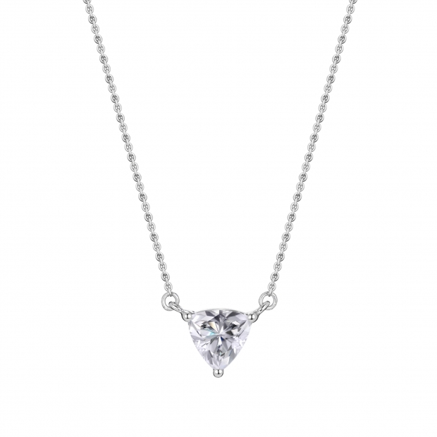 IGI Certified 2.00 Ctw Trillion Lab Grown Diamond 3 Prong Minimalist Solitaire Pendant with 18 inch Gold Chain, 10K White Gold