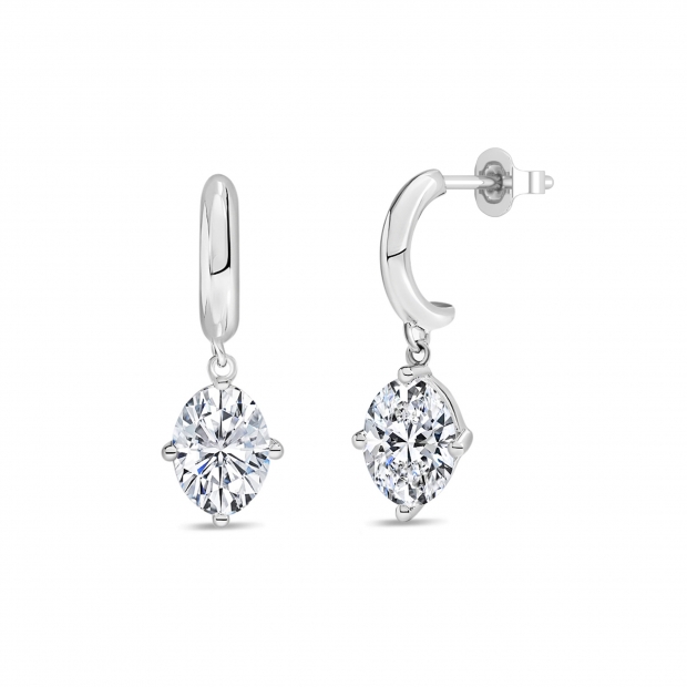 IGI Certified 1.50 Ctw Oval Lab Grown Diamond Solitaire Classic Drop Earrings for Women in 10K White Gold in Push Back