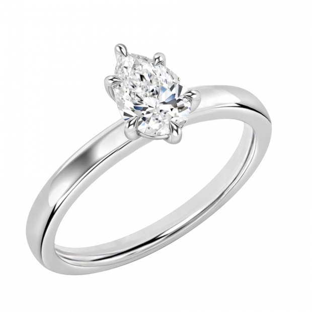 0.50 Carat Pear Shape Lab Grown White Diamond Sparkling Solitaire Engagement Ring for Women in 10K White Gold