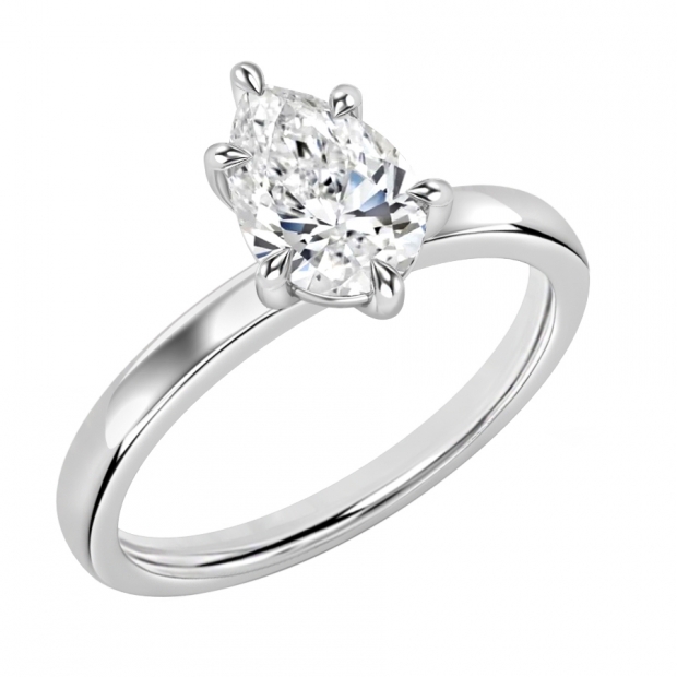 IGI Certified 1.00 Carat Pear Shape Lab Grown White Diamond Sparkling Solitaire Engagement Ring for Women in 10K White Gold