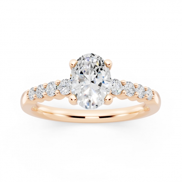 IGI Certified Oval (1.00 CT) & Round (0.23 CT) Lab Grown White Diamond Solitaire Engagement Ring for Women in 10K Solid Rose Gold