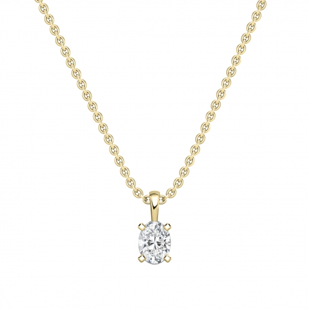 IGI Certified 1.50 Cttw Oval Solitaire Lab Grown Diamond 4 Prong Pendant with 18 inch Gold Chain, 14K Solid Yellow Gold