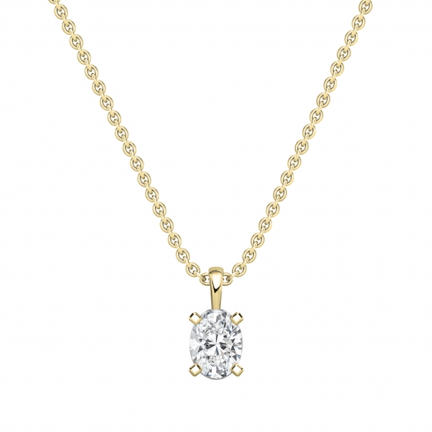 IGI Certified 2.50 Cttw Oval Solitaire Lab Grown Diamond 4 Prong Pendant with 18 inch Gold Chain, 14K Solid Yellow Gold