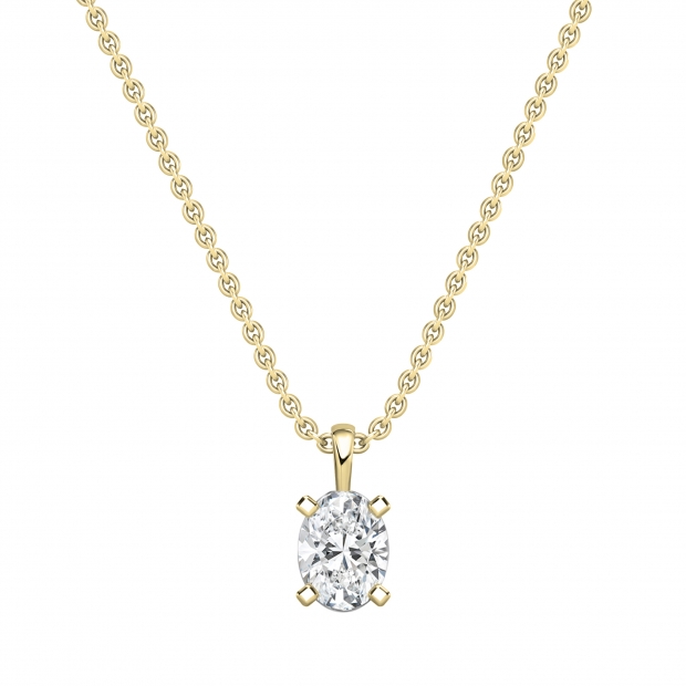 IGI Certified 3.00 Cttw Oval Solitaire Lab Grown Diamond 4 Prong Pendant with 18 inch Gold Chain, 14K Solid Yellow Gold