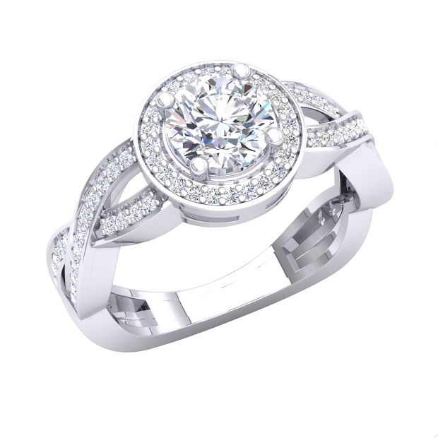 IGI Certified 1.63 ctw Round Lab Grown White Diamond Halo Wedding Ring for Women (6.7mm Center Diamond, Color H-I, Clarity SI2) in 14K White Gold
