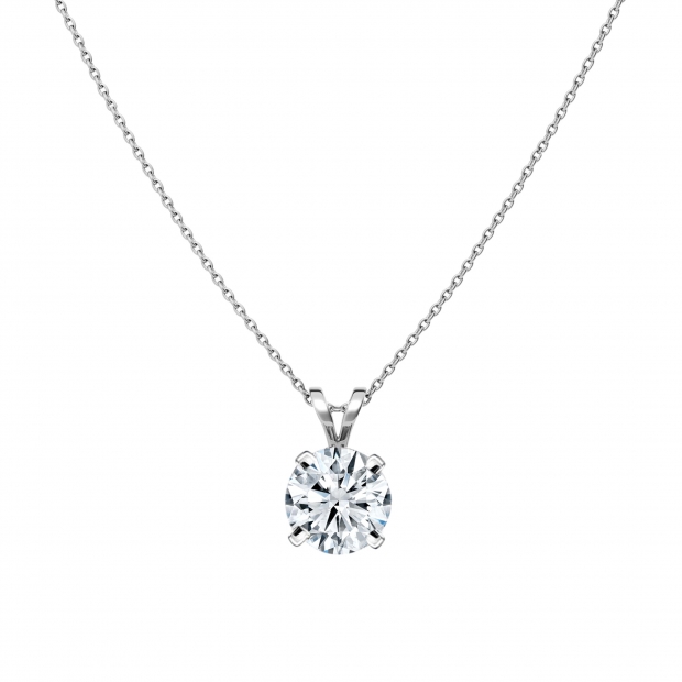 0.75 Ctw Round Solitaire Cubic Zirconia 4 Prong Pendant with 18 inch Silver Chain, 925 Sterling Silver