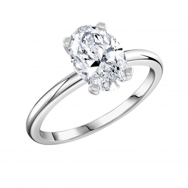 3.00 Cttw Oval Cubic Zirconia Solitaire Engagement Ring, 925 Sterling Silver