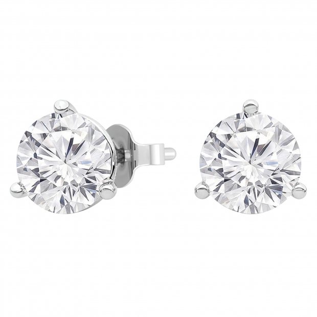 1.75 Cttw Round Cubic Zirconia Solitaire Stud Earrings for Women in 925 Sterling Silver in Push Back