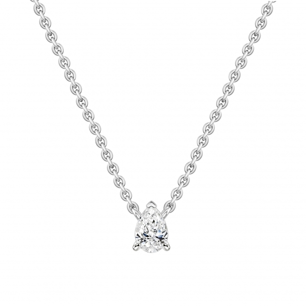 0.50 Ctw Pear Cubic Zirconia Teardrop Solitaire Pendant with 18 inch Silver Chain, 925 Sterling Silver