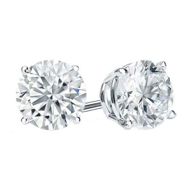 925 Sterling Silver 4 Prong Solitaire Stud Earrings, 0.25 CT Round Cubic Zirconia in Push Back