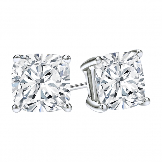 0.60 Ctw Cushion Cubic Zirconia 4 Prong Solitaire Stud Earrings for Women in 925 Sterling Silver in Screw Back