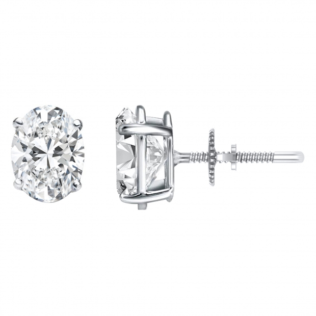 1.25 Cttw Oval Cubic Zirconia Solitaire Stud Earrings for Women in 925 Sterling Silver in Screw Back