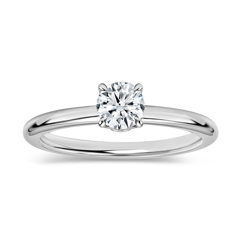 0.25 Ctw Round Cubic Zirconia Classic Solitaire Engagement Ring, 925 Sterling Silver