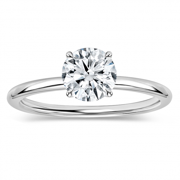 0.75 Ctw Round Cubic Zirconia Classic Solitaire Engagement Ring, 925 Sterling Silver
