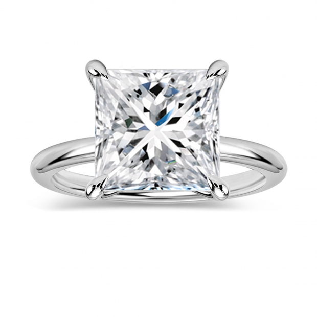 3.00 Ctw Princess Cubic Zirconia Solitaire Ring,925 Sterling Silver