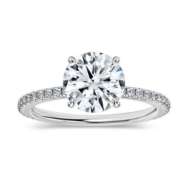 925 Sterling Silver Hidden Halo Solitaire Ring, 1.79 ctw, Round Cubic Zirconia