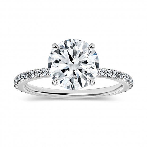 925 Sterling Silver Hidden Halo Solitaire Ring, 2.29 ctw, Round Cubic Zirconia