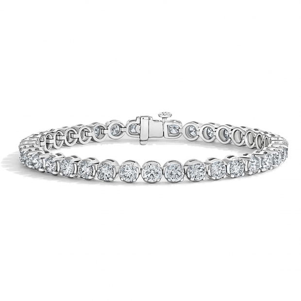 10.00 Ctw Round Cubic Zirconia Classic Linear Tennis Bracelet, 925 Sterling Silver