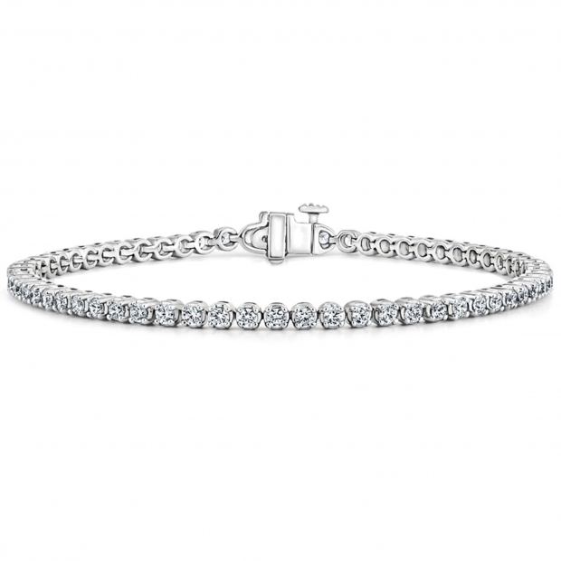 2.00 Ctw Round Cubic Zirconia Classic Linear Tennis Bracelet, 925 Sterling Silver