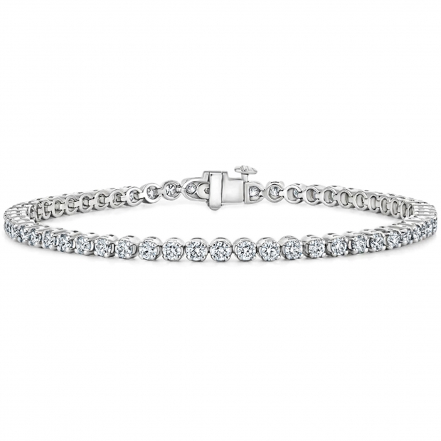 3.00 Ctw Round Cubic Zirconia Classic Linear Tennis Bracelet, 925 Sterling Silver