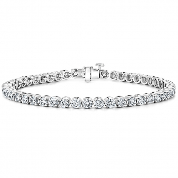 5.00 Ctw Round Cubic Zirconia Classic Linear Tennis Bracelet, 925 Sterling Silver