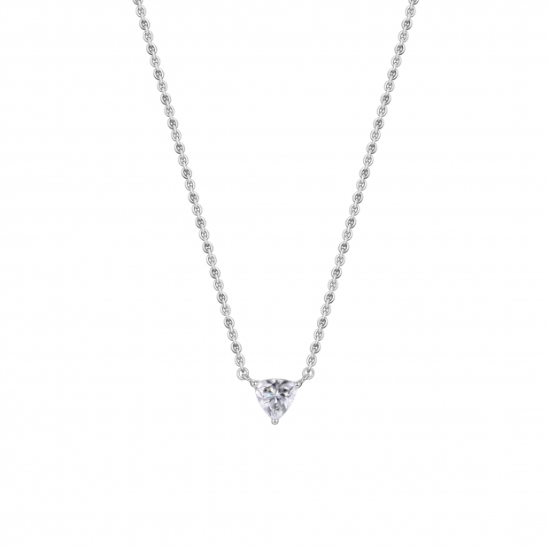 0.25 Ctw Trillion Cubic Zirconia 3 Prong Minimalist Solitaire Pendant with 18 inch Silver Chain, 925 Sterling Silver