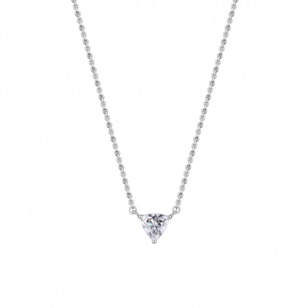 0.50 Ctw Trillion Cubic Zirconia 3 Prong Minimalist Solitaire Pendant with 18 inch Silver Chain, 925 Sterling Silver
