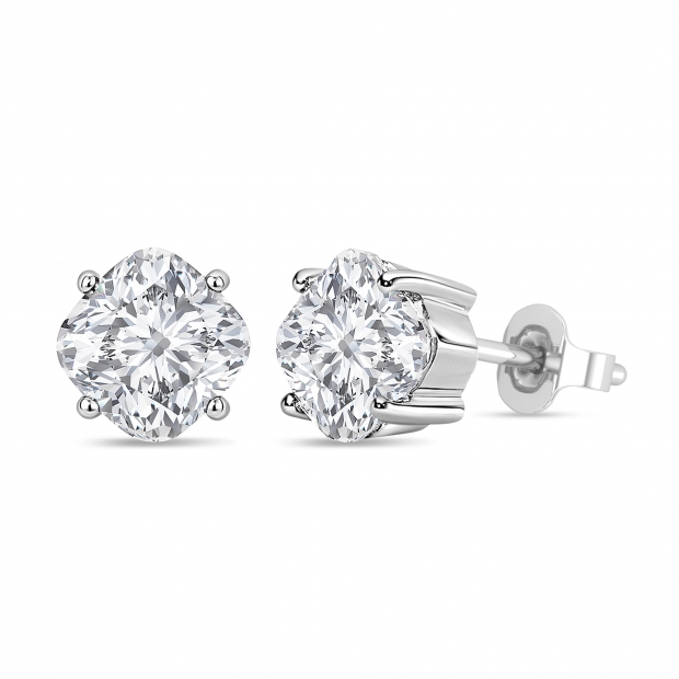 1.00 Cttw Cushion Cubic Zirconia Solitaire Earrings ,925 Sterling Silver in Push Back