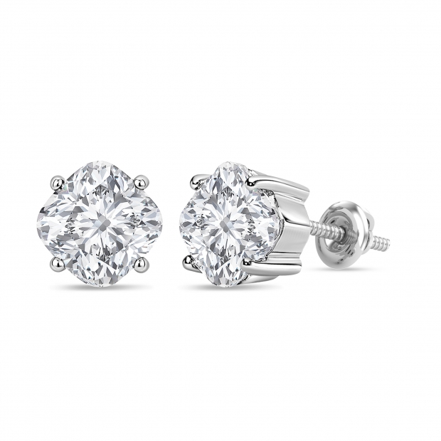 1.00 Cttw Cushion Cubic Zirconia Solitaire Earrings ,925 Sterling Silver in Screw Back