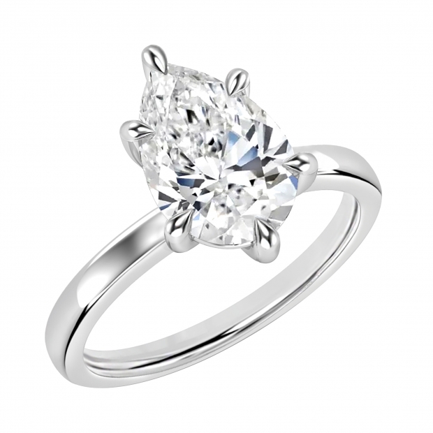 2.50 Carat Pear Shape Cubic Zirconia Sparkling Solitaire Engagement Ring for Women in 925 Sterling Silver
