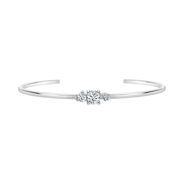 0.75 ctw Round Cubic Zirconia 5 Stone Open Cuff Bracelet for Women in 925 Sterling Silver