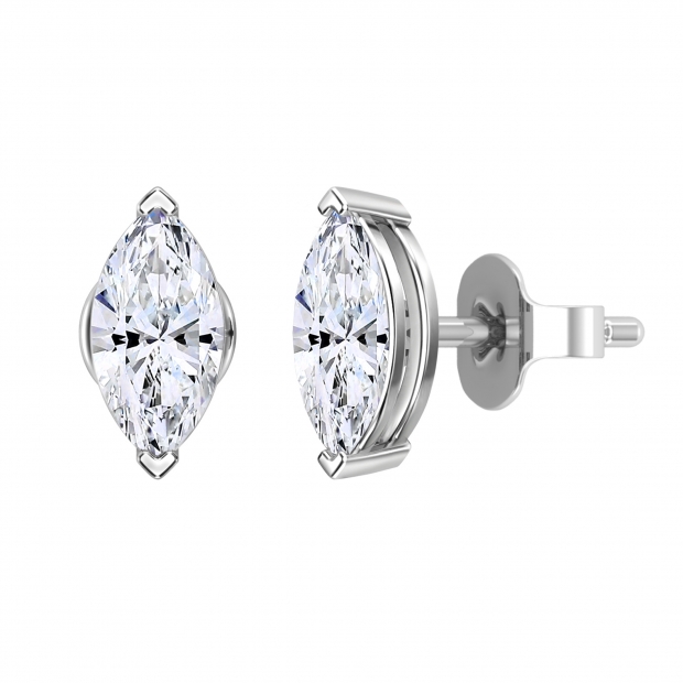 1.50 Cttw Marquise Cubic Zirconia V-Prong Solitaire Stud Earrings for Women in 925 Sterling Silver in Push Back