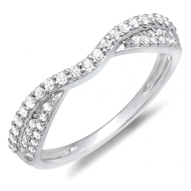 0.36 Carat (ctw) 10k White Gold Round Diamond Ladies Anniversary Wedding Band 1/3 CT