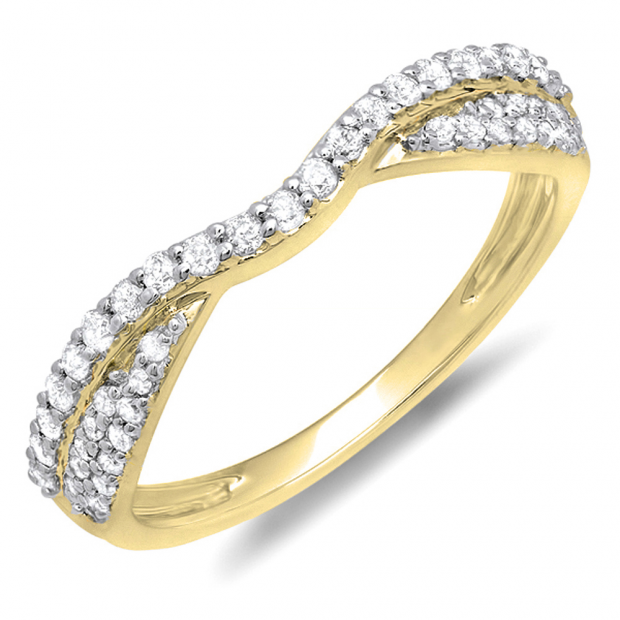 0.36 Carat (ctw) 10k Yellow Gold Round Diamond Ladies Bridal Anniversary Wedding Stackable Band 1/3 CT