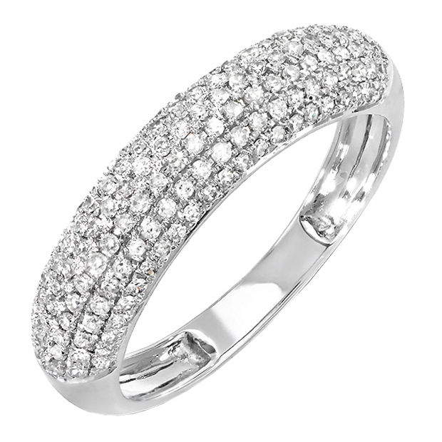 0.50 Carat (ctw) 10k White Gold Round Diamond Ladies Anniversary Wedding Band 1/2 CT