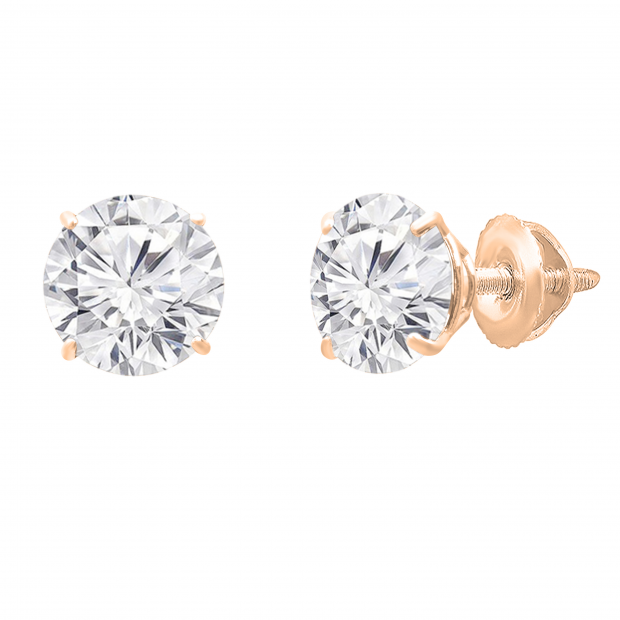 6mm Round White Sapphire Minimalistic Solitaire Classic Screwback Stud Earrings for Women (0.56 ctw Color White) in 10K Rose Gold